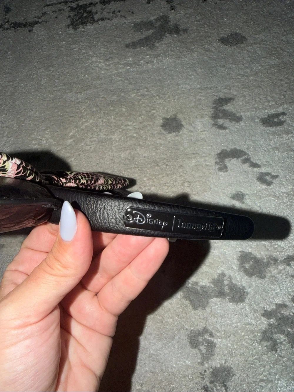 Walt Disney world black Faux Leather Minnie Ears with Pink Snake-Print animal